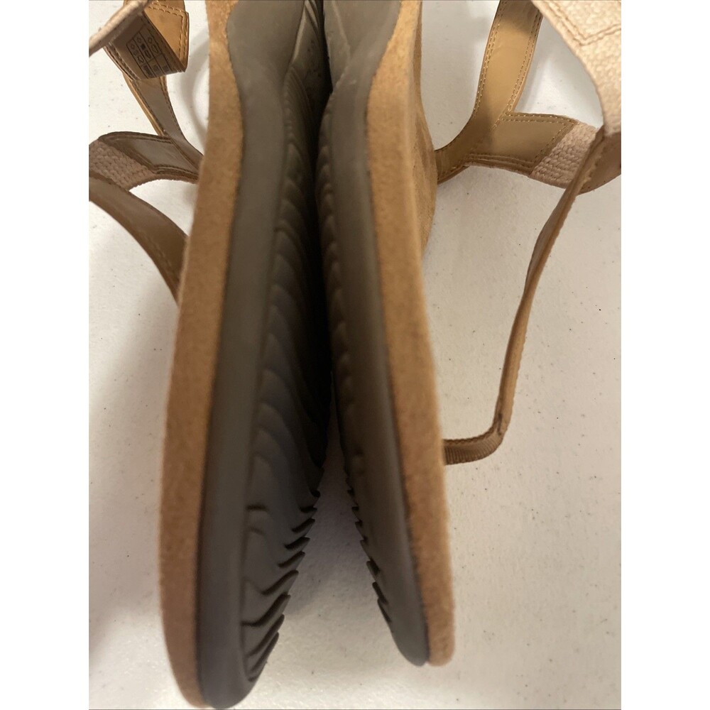 Vionic Brea Camel Tan & Beige leather & textile T-strap sandals 12W/43 - Picture 11 of 16